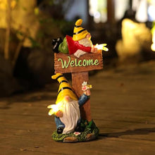 Load image into Gallery viewer, Vriusi Solar LED Gnome Statue Resin Gnome Sculpture Outdoor Garden Decor Lawn Gnome Figurine Solar Yard Decor Solar-Powered Gnome LED Gnome Yard Statue Garden Gnome Light Outdoor Tabletop Gnome