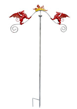 Load image into Gallery viewer, Garden Wind Spinner - Wind Sculpture - Duelling Red Dragons