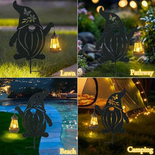 Load image into Gallery viewer, Afirst Solar Outdoor Garden Stake Solar Gnome Decorative Stake Light with Lantern Decorative Metal Outdoor Ornament for Yard Pathway Lawn Patio