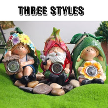 Load image into Gallery viewer, FLJZCZM Solar Hanging Garden Gnome Decor – Lemon, Dragonfruit & Flower(3 Style) Resin Outdoor Gnomes for Yard & Outsides (Daylight Charging/Night Glow)
