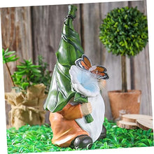 Load image into Gallery viewer, Happyyami 1pc Solar Powered Gnome Resin Figurine Decoration Elegant Garden Landscape Light for Home Decor Patio Lawn and Balcony Weatherproof Outdoor Ornament