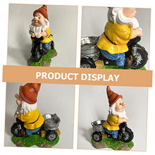Load image into Gallery viewer, BESPORTBLE Gnome Statue Riding Tricycle Adorable Resin Dwarf Sculpture for Garden Patio and Home Decor Birthdays Anniversaries and Festivals