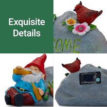 Load image into Gallery viewer, Elegondrar Funny Garden Gnomes Statue with Welcome, Solar Outdoor Gnomes Decorations for Yard, Patio, Lawn, Fathers Day Birthday Housewaming Gifts for Dad, Men, Husband, Grandpa, 11.8 Inch, Resin