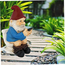 Load image into Gallery viewer, Statues, Funny Garden Gnome Ornament Naughty Garden Gnome on a Toilet Garden Gnome Figurine Funny Gnomes Set for Yard Lawn