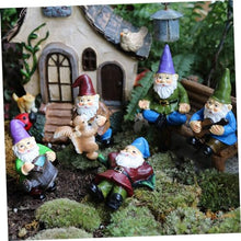 Load image into Gallery viewer, Toyvian 6Pcs Garden Gnome Statue Ornament Creative Resin Dwarf Figurines for Decoration Durable Outdoor Adornment Weather Resistant Courtyard Decor