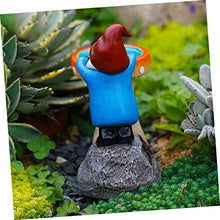 Load image into Gallery viewer, Toyvian Cartoon Solar Garden Gnome Figurine Funny Resin Craft Ornament with LED Light Outdoor Decorative Statue for Lawn and Patio Unique Solar Powered Garden Decor