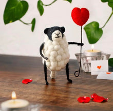 Load image into Gallery viewer, Sew Heart Felt | Hand-Felted Sheply Sheep with Heart Balloon | Organic Wool Home Decor | Fair Trade Plush Animal Ornament | Gift for Any Occasion | Perfect for New Spaces & Home Accessories