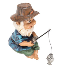 Load image into Gallery viewer, hardinox Garden Ornament Outdoor - Fishing Gnome Statue Resin Figurine Dwarf Sculpture for Pond Lawn Yard Decorations