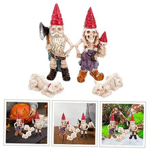 Load image into Gallery viewer, COSMEVIVI 1set Garden Gnome Skeleton Statue Resin Halloween Decoration for Outdoor and Indoor Use for Spooky Garden Micro-landscapes Gnome Figurine Lifelike Design Great for Halloween