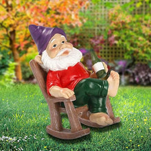 Load image into Gallery viewer, Xoeryoy Funny Garden Gnomes Decoration Statue Resin Rocking Chair Dwarf Ornament Mini Garden Gnome Statue Ornaments