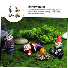 Load image into Gallery viewer, CAXUSD 4pcs Miniature Dwarf Resin Ornaments for Outdoor Garden Decoration Includes Sitting Lying down Gnomes Bonfire for Home Holidays