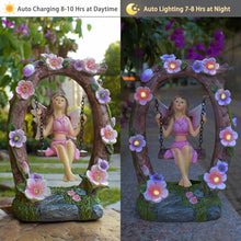Load image into Gallery viewer, VEEKI Garden Statue Outdoor, Cute Solar Fairy Statue Resin Figurine Lights Outdoor Waterproof, Outdoor Decor Sculpture for Garden Yard Patio Lawn, Fairy Gifts for Mom Grandma Women