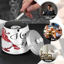 Load image into Gallery viewer, Christmas Gnome Happy New Year Cigarette Butt Collector, Stainless Steel Ashtray with Lid, Outdoor Ashtray Smell Proof