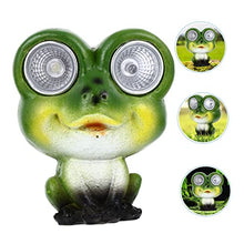 Load image into Gallery viewer, Happyyami Creative Solar Powered Frog Garden Lantern Green Resin Statue for Outdoor Decor for Patio Lawn and Pathway Lighting Elegant Solar Garden Ornament with