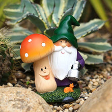 Load image into Gallery viewer, Wdbild Garden Statue Outdoor Gnomes Holding Mushroom Figurine Built-in Solar Light Sculpture Decor For Patio Yard Art Ornament Garden Statue Funny Resin