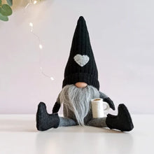 Load image into Gallery viewer, JstDoit 2 Pcs Gonk Gnomes Plush Bar Decor, Handmade Swedish Tomte Gnomes Gifts Farmhouse Scandinavian Figurine for Home Kitchen Coffee Station Table Shelf Decor (Black)