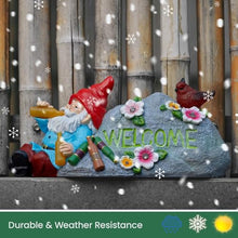 Load image into Gallery viewer, Elegondrar Funny Garden Gnomes Statue with Welcome, Solar Outdoor Gnomes Decorations for Yard, Patio, Lawn, Fathers Day Birthday Housewaming Gifts for Dad, Men, Husband, Grandpa, 11.8 Inch, Resin