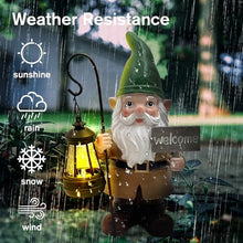 Load image into Gallery viewer, Gnome Garden Statue Outdoor Decor - Solar Gnomes Welcome Sign Figurines with Lantern Light, Yard Decorations, Resin Fairy Statues for Patio/Lawn Ornaments, Housewarming/Birthday/Women/Mom Gnome Gifts