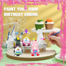 Load image into Gallery viewer, VioraWhite 6 Sets Happy Birthday Gnome Ceramics to Paint Ready to Paint Your Own Ceramic Gnome Statues DIY Unpainted Ceramics Paintable Birthday Gnome Figurines Kit Crafts with Brush Paint for Adults