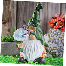 Load image into Gallery viewer, Happyyami 1pc Solar Powered Gnome Resin Figurine Decoration Elegant Garden Landscape Light for Home Decor Patio Lawn and Balcony Weatherproof Outdoor Ornament