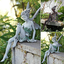 Load image into Gallery viewer, Tudor And Turek Sitting Fairy Statue Garden Ornament Resin Craft Landscaping Yard Decoration