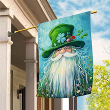Load image into Gallery viewer, Morigins Welcome St Patricks Day Garden Flag Double Sided Gnome with Green Shamrock Hat Lucky Clover Holiday Yard Outdoor Flag House Flag 28×40 inch