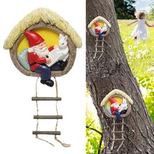Load image into Gallery viewer, Limtula Garden Landscape Statue Gnomes And Rabbits With Ladder Resins Hanging Ornament For Indoor And Outdoor Use Tree Decors Garden Decoration