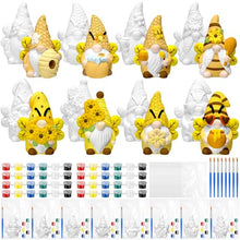 Load image into Gallery viewer, Foilswirl 8 Pcs Bee Gnome Ceramics to Paint Ready to Paint Your Own Ceramic Gnome Statues DIY Unpainted Ceramics Paintable Figurines Kit Crafts with Brush Palette for Boys Girls