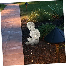 Load image into Gallery viewer, Toyvian Solar Sculpture Outdoor Resin Garden Statue with Decorative Lighting for Lawn Patio and Brings Joyful Childhood Memories to Your Home