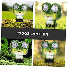 Load image into Gallery viewer, Happyyami Creative Solar Powered Frog Garden Lantern Green Resin Statue for Outdoor Decor for Patio Lawn and Pathway Lighting Elegant Solar Garden Ornament with
