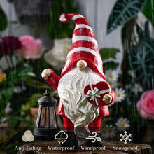 Load image into Gallery viewer, TERESA'S COLLECTIONS Resin Garden Gnome Holding Gift & Lantern with Solar Lights, Valentine's Day Decor, Red, 12"
