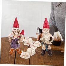 Load image into Gallery viewer, COSMEVIVI 1set Garden Gnome Skeleton Statue Resin Halloween Decoration for Outdoor and Indoor Use for Spooky Garden Micro-landscapes Gnome Figurine Lifelike Design Great for Halloween