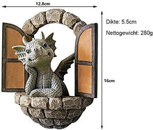Load image into Gallery viewer, Hxeilzge Courtyard Dragon Sculpture Wall Decoration,Lovely Resin Garden Dragon Statue,Little Dragon Meditating in Front of The Window Art Figurines Decor Ornaments for Patio Yard (Multi)