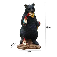 Load image into Gallery viewer, Froiny Black Bear Eating Gnomes Funny Statue Resin Ornaments Decoration Indoor Outdoor Garden Lawn Patio Outdoor Decorations