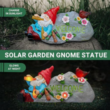 Load image into Gallery viewer, Elegondrar Funny Garden Gnomes Statue with Welcome, Solar Outdoor Gnomes Decorations for Yard, Patio, Lawn, Fathers Day Birthday Housewaming Gifts for Dad, Men, Husband, Grandpa, 11.8 Inch, Resin