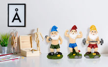 Load image into Gallery viewer, Mrsivrop Funny Workout Garden Gnomes Statues 3pcs 6.2 Inches Outdoor Funny The Muscular, Barbell and Dumbbell Gnomes Decorations Set for Yard, Lawn, Patio, Indoor Gnome Figurine for Home Tabletop