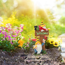 Load image into Gallery viewer, Vriusi Solar LED Gnome Statue Resin Gnome Sculpture Outdoor Garden Decor Lawn Gnome Figurine Solar Yard Decor Solar-Powered Gnome LED Gnome Yard Statue Garden Gnome Light Outdoor Tabletop Gnome