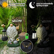 Load image into Gallery viewer, Funny Garden Gnome with Solar Lantern,Welcome Sign Solar Garden Ornaments Garden Gnome Figurine Gifts for Patio Lawn,Garden Sculptures Statues