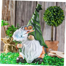 Load image into Gallery viewer, Happyyami 1pc Solar Powered Gnome Resin Figurine Decoration Elegant Garden Landscape Light for Home Decor Patio Lawn and Balcony Weatherproof Outdoor Ornament