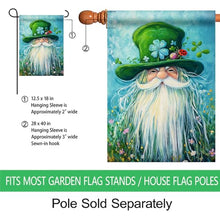 Load image into Gallery viewer, Morigins Welcome St Patricks Day Garden Flag Double Sided Gnome with Green Shamrock Hat Lucky Clover Holiday Yard Outdoor Flag House Flag 28×40 inch