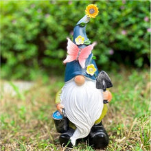 Load image into Gallery viewer, Gnome Garden Statue | Resin Gnome Figurine Dwarf Sculpture,Waterproof Dwarf Figurine with Solar LED Lights for Backyard Lawn Patio Porch Outside
