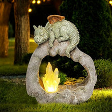 Load image into Gallery viewer, VEEKI Solar Dragon Garden Statues Outdoor, Resin Dragon Statue Solar Figurine Lights Outdoor Waterproof, Solar Sculpture Dragon Decor for Garden Yard Patio, Dragon Gifts for Mom Grandma Women