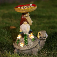 Load image into Gallery viewer, Garden Turtle Sculpture, Outdoor Lawn Ornament, Solar Turtle Decor, Solar Resin Figurine, Decorative Garden Light, Solar Turtle Feeder, Solar Powered Gnome, Outdoor Yard Decor, Turtle Statue Feeder, S