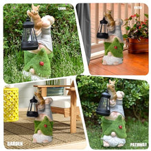 Load image into Gallery viewer, Garden Gnome Statues, Solar Garden Gnomes Squirrel Lantern Figurines, Whimsical Sculptures Funny Resin Lawn Ornaments for Backyard, Patio, Porch, Flowerbed, Pathway, Yard, Balcony