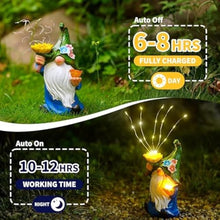 Load image into Gallery viewer, Solar Operated Garden Statues, Outdoor Figurine LED Lights Solar Statue, Whimsical Resin Night Lamp Decorative Gnome for Christmas Birthday Housewarming Celebration Ornament
