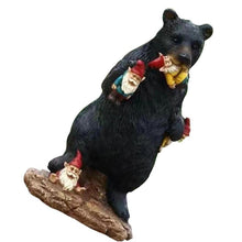 Load image into Gallery viewer, PiniceCore Black Bear Eating Gnomes Funny Statue Resin Ornaments Decoration Indoor Outdoor Garden Lawn Patio