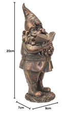 Load image into Gallery viewer, Happy Garden Gnome Bronze Finish Resin Figurine (Reader)