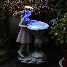 Load image into Gallery viewer, MYYINGBIN Flower Fairy Solar Garden Light Outdoor Angel Statue Landscape Lamp Resin Figurine For Courtyard Lawn Woodland, S