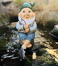 Load image into Gallery viewer, YTOOZ Garden Fairy Sculpture, Dwarf Model Resin Statue Cartoon Garden Outdoor Creative Decoration Fishing Model Pond Garden Landscaping Decoration Gift