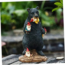 Load image into Gallery viewer, Toyvian Garden Bear Ornament Bear Eating Gnome Statue for Outdoor Decor Home Office